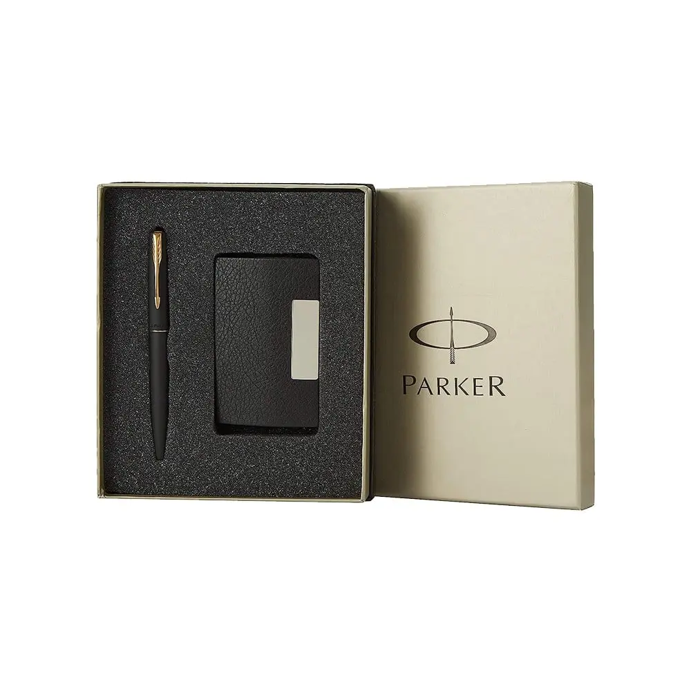 Parker Frontier Matte GT Fountain Pen With Card Holder (Black)